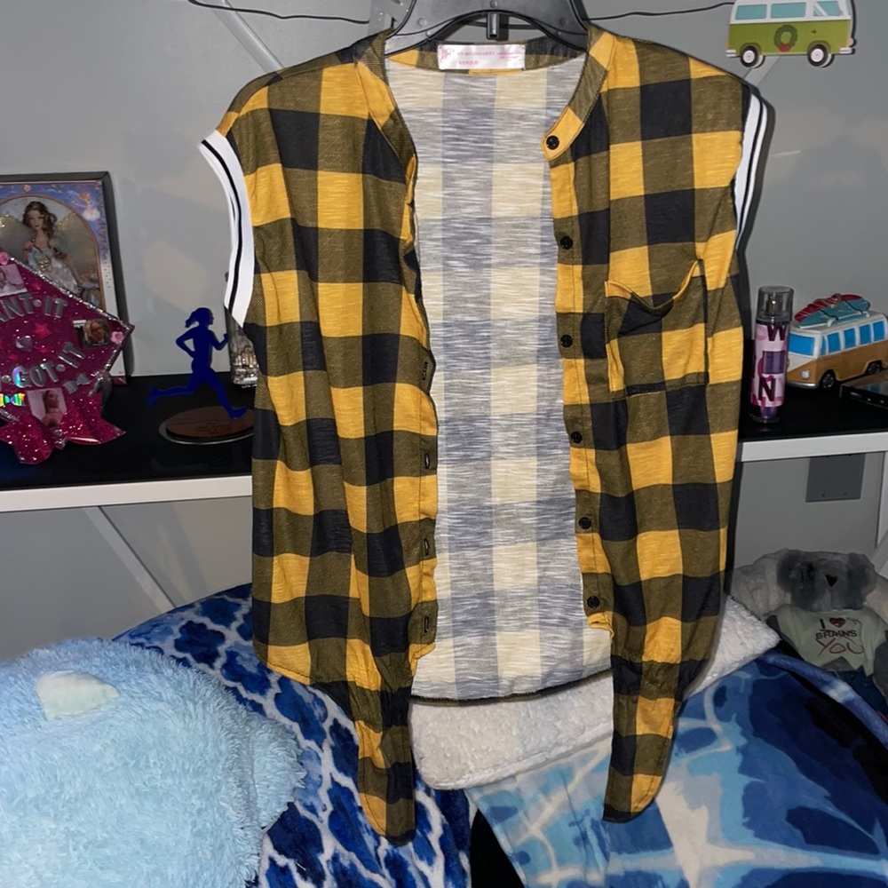 Yellow flannel tank top